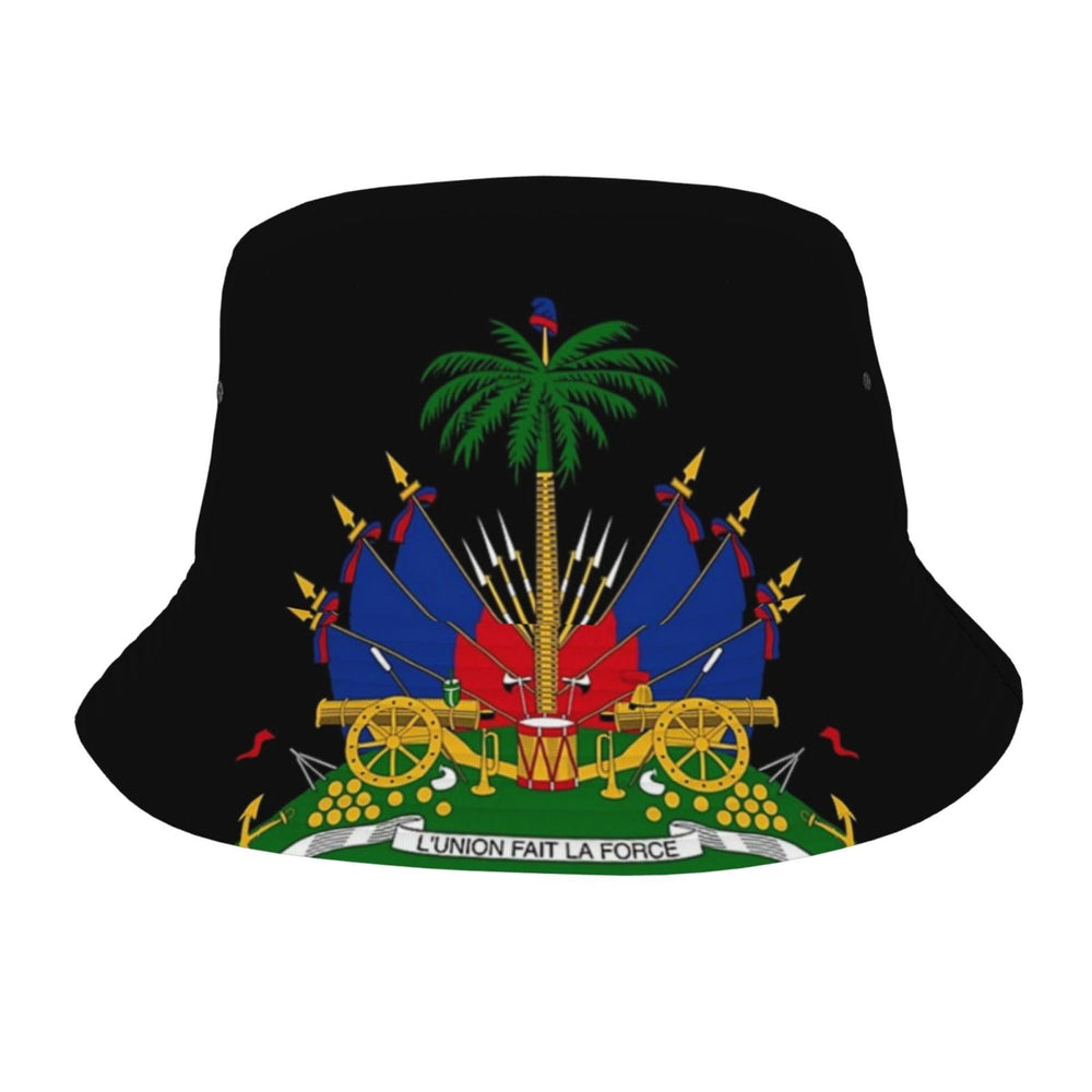 GDUUASB Haiti Flag Bucket Hat with bold pattern, ideal for sunny beach days.