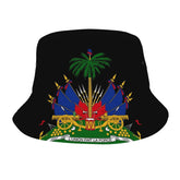 GDUUASB Haiti Flag Bucket Hat with bold pattern, ideal for sunny beach days.