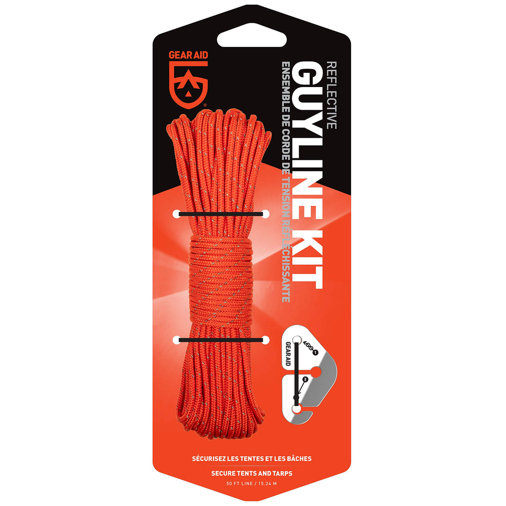 GEAR AID Reflective Guylines 50ft orange for easy campsite visibility