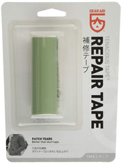 Gear AID Tennesia Tape Sage roll shows strong adhesion for fabric repairs outdoors.