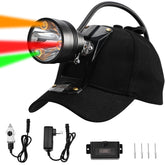 GearOZ 10W headlamp worn on helmet delivers hands-free long-range illumination for night hunting.