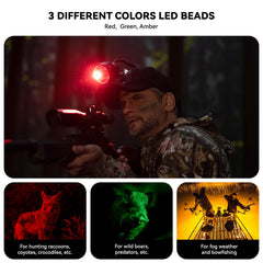 GearOZ IPX5 waterproof headlamp withstands rain and snow for rugged outdoor expeditions.
