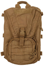 Gear Rack USGI FILBE coyote brown hydration pack carrier front view for durable field use.