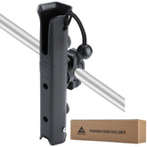 GearTrust Pole Mount Fishing Rod Holder attached to a bicycle in carbon black