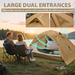 GEERTOP 2-person tent snow skirt and waterproof shell for storm readiness.