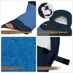 GEERTOP sleeping bag bottom zip opened to stretch feet for warm-weather use