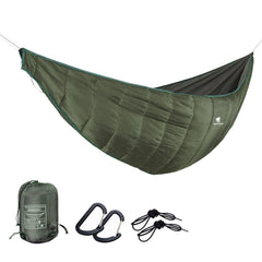 GEERTOP ultralight hammock underquilt with waterproof shell for dry camping.