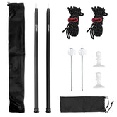 GEEWAY tarp poles extended to show quick setup for camping