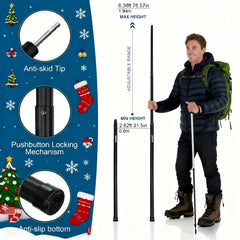 GEEWAY tarp poles push button lock demonstrates secure length on the trail