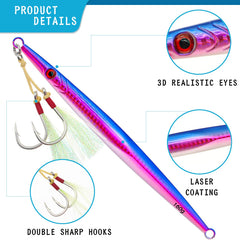 Purple 160g glow lead vertical jig set