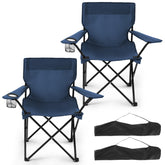 Geisoun 2-Pack foldable camping chairs with cup holder offer easy outdoor seating.