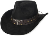 GEMVIE suede cowboy hat front view in black-2