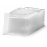 Generic 100-pack soft plastic bait bags with transparent zipper closeup showing quick lure access and storage.