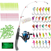 Generic 122Pcs ice fishing rod reel combo assembled for quick on-ice setup