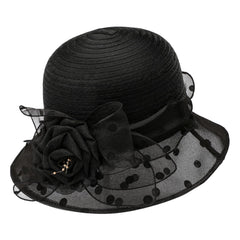 Generic fascinator for tea parties, black, adds subtle elegance.