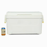 Generic 48qt hard-sided cooler front view, ideal for family camping trips.