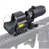Generic 558 red dot sight offers fast targeting in daylight conditions.