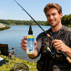 Generic bearing oil on reel reduces friction during use.