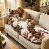 Generic cat-shaped plush sleeping bag front view showing comforting warmth and playfulness