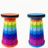 Generic collapsible telescopic stool folded for easy transport and storage; supports up to 400 lbs.