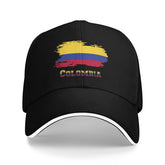 Generic Colombia Flag cap front view showing bold colors and sun-ready design.