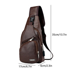 Generic crossbody sling bag earphone port detail for hands-free listening