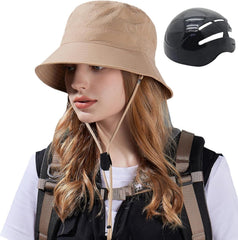 Generic cycling helmet for women front view khaki showing lightweight sun protection