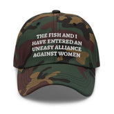 Generic The Fish and I green camo dad hat with curved visor for everyday style.
