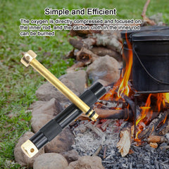 Generic Fire Starter Tube in use beside a crackling campfire for dependable lighting outdoors.