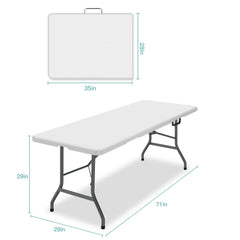 Generic folding table with carrying handle for easy transport and quick setup.