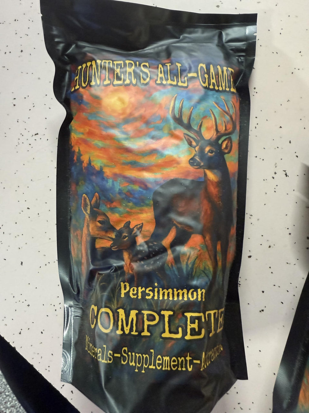 Generic Hunters All Game Persimmon Complete 3-pound bag for direct ground application to attract deer.