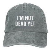 Generic I'm Not Dead Yet hat front view with vintage graphic for casual outdoor style.
