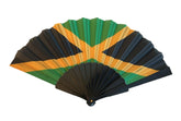 Generic Jamaican Flag Hand Fan folded for portable cooling at events