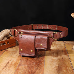 Generic Leather Utility Belt Brass Hardware adds durable, rustic accent to outfits.