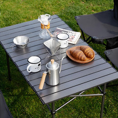 Generic folding table top waterproof and easy to wipe clean.