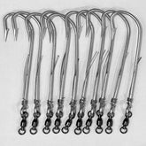 Generic limerick trolling hooks with ball bearing swivel showing smooth line flow for wahoo fishing