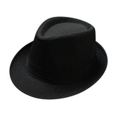 Generic men's classic fedora hat in black, front view for sun protection and style.