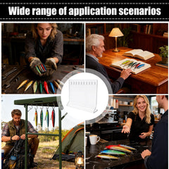 Generic multi-use lure drying rack holds hooks and accessories for organized daily setup.