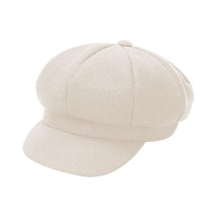 Generic newsboy cap white top-button view highlights classic 8-panel construction