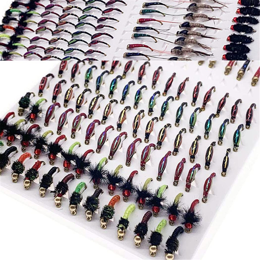 Generic Outdoor Fishing Fly Kit dry flies close-up with bright colors for versatile freshwater fishing.