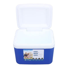 Generic Portable Cooler Box blue with lid open for quick access to drinks