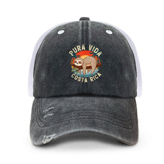 Generic PURA VIDA Costa Rica baseball hat front view with adjustable strap for a comfortable, personalized fit