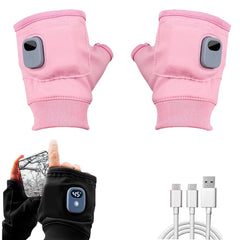 Generic Rechargeable Heated Gloves pink front view highlights warm, outdoor-ready design.