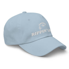 Generic Rippin Lips fishing hat side view showing adjustable strap for a secure fit.