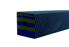 Generic EVA foam block tiger stripe 18in front view for rod-building shaping