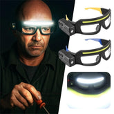 Generic safety glasses with dual light headlamp offering hands-free illumination for dark tasks