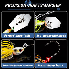 Generic Spinnerbait flowing skirt in multi-color for lifelike baitfish action.
