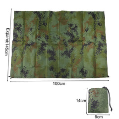 Generic Tent Tarp camouflage rain protection highlighting versatile shelter in rainy conditions.