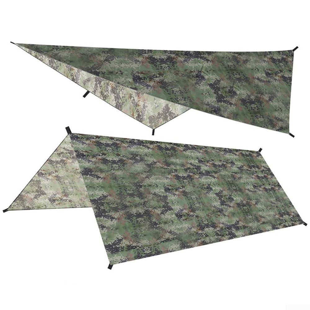 Generic Tent Tarp camouflage waterproof coverage for rain shelter and shade outdoors.