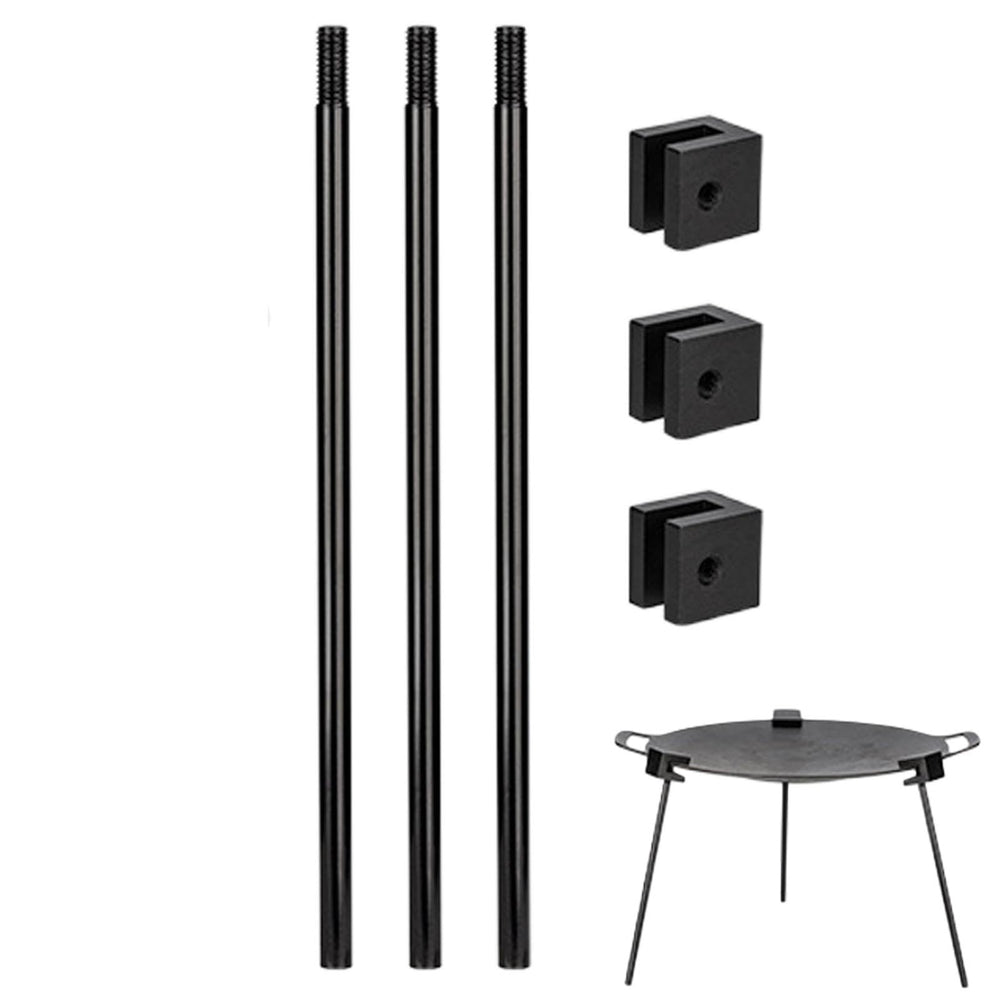 Generic tripod grill-lantern-hanger-base enables a stable base for open-fire cooking.